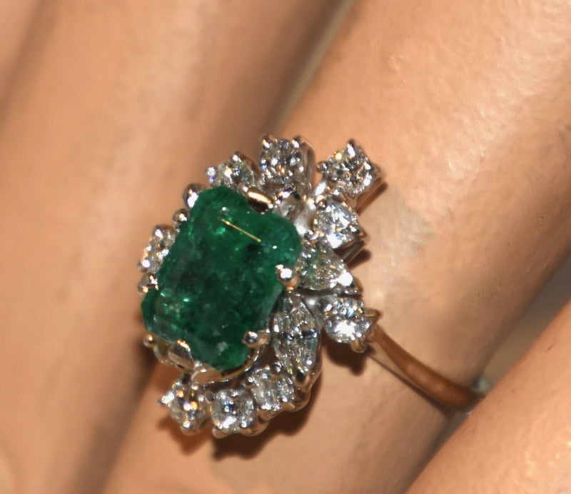 Vintage ring briljant smaragd